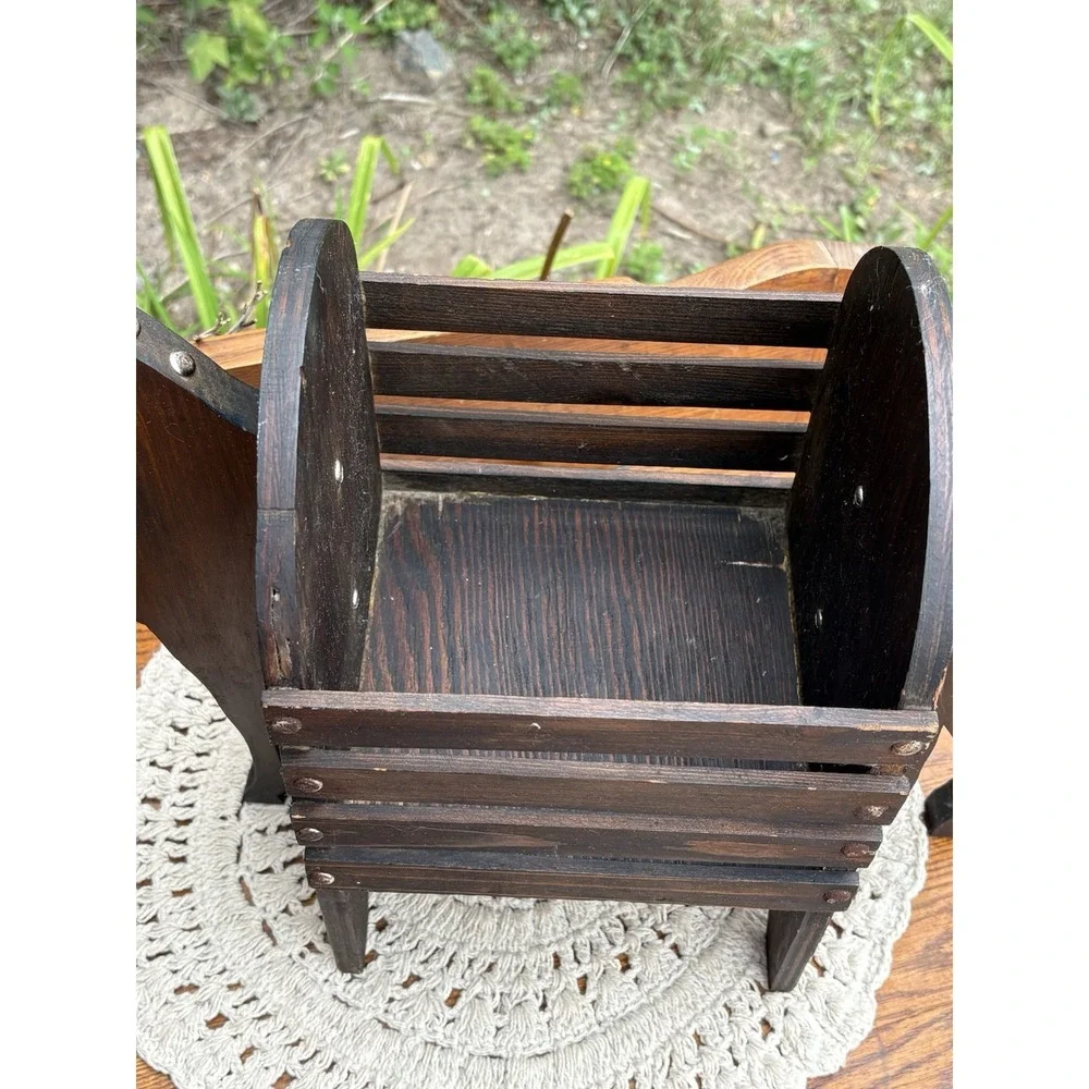 Vintage Handmade Brown Horse Planter Box Magazine Books Western Farm Decor 17